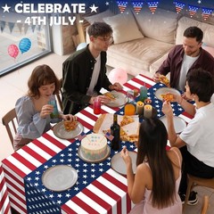 Patriotic American Flag Plastic Tablecloth (2 Pack) for 4th of July & Memoria…