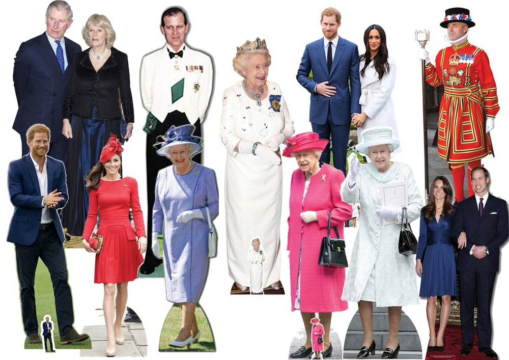 LIFESIZE ROYAL FAMILY CORONATION CUTOUTS PARTY DECORATION PHOTOPROP KING QUEEN