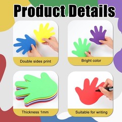 Large Foam Hand Cutouts 6 Inch Assorted Color Bulletin Board Decor 48 PCS