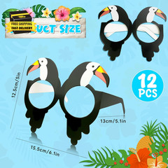 Luau Party Decorations – 12 PCS Hawaiian Theme Paper Eyeglasses for Tropical Bea