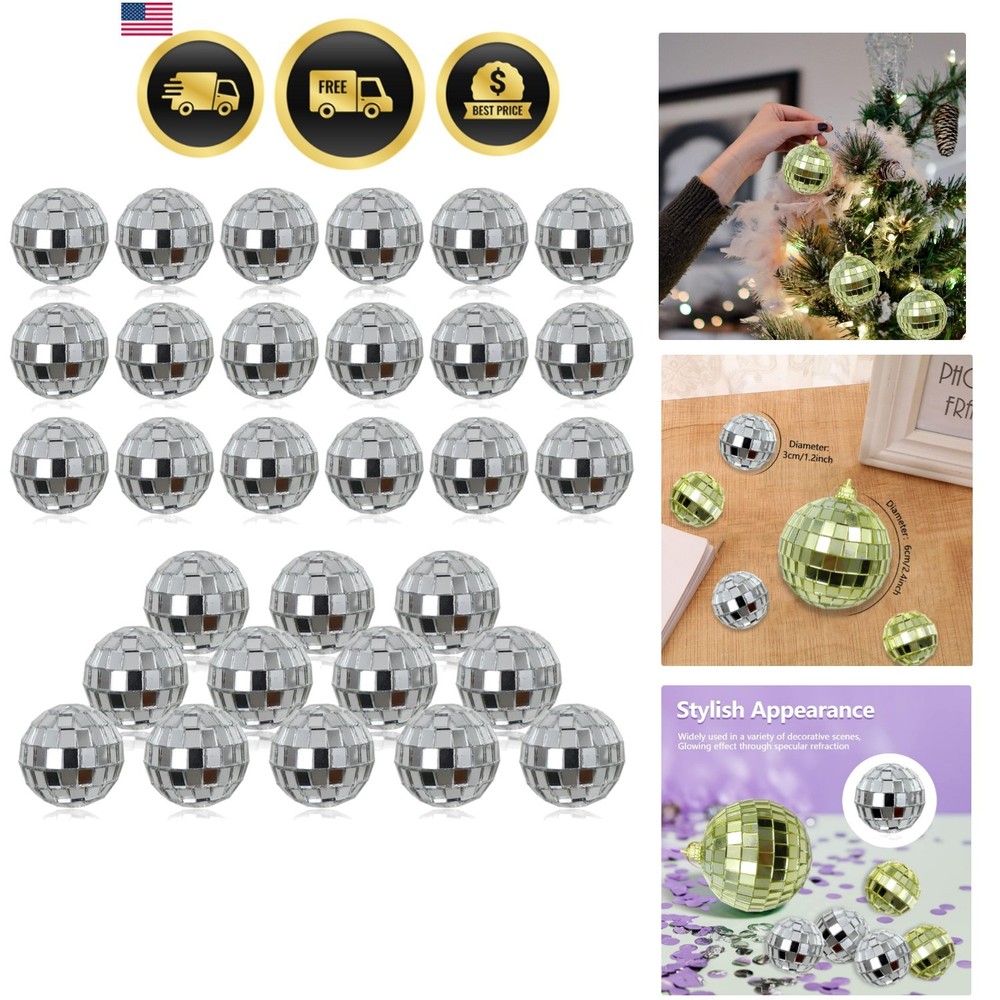 30 Decorative Silver Mirror Disco Balls 3cm – Create a Dreamlike Atmosphere