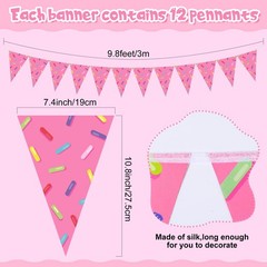 5 Pcs Donut Party Decorations Ice Cream Donut Pennant Banner Pink Confetti Sp…