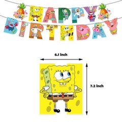 SpongeBob SquarePants Birthday Party Supplies Set，Balloons Banner Cake Toppers