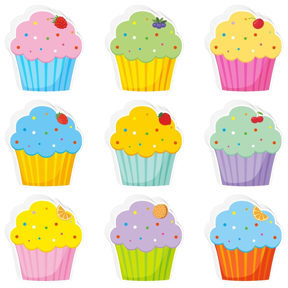 36 Pcs Colorful Cupcakes Cutouts Assorted Color Paper Birthday Cupcake Cutout…
