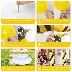 2 Sets Bee Birthday Party Balloon Column Stand Kit With 102 Bumble Bee Foil 5…