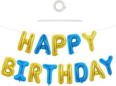 Reusable Happy Birthday Foil Balloon Banner – 15 Pcs Set for Any Celebration