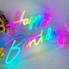 43″ Happy Birthday Neon Sign Extra Large – Multi Color Happy Birthday Sign – …