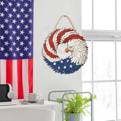 Versatile 4th of July Eagle Wreath – Rustic Wooden Door Sign for Indoor/Outdoor