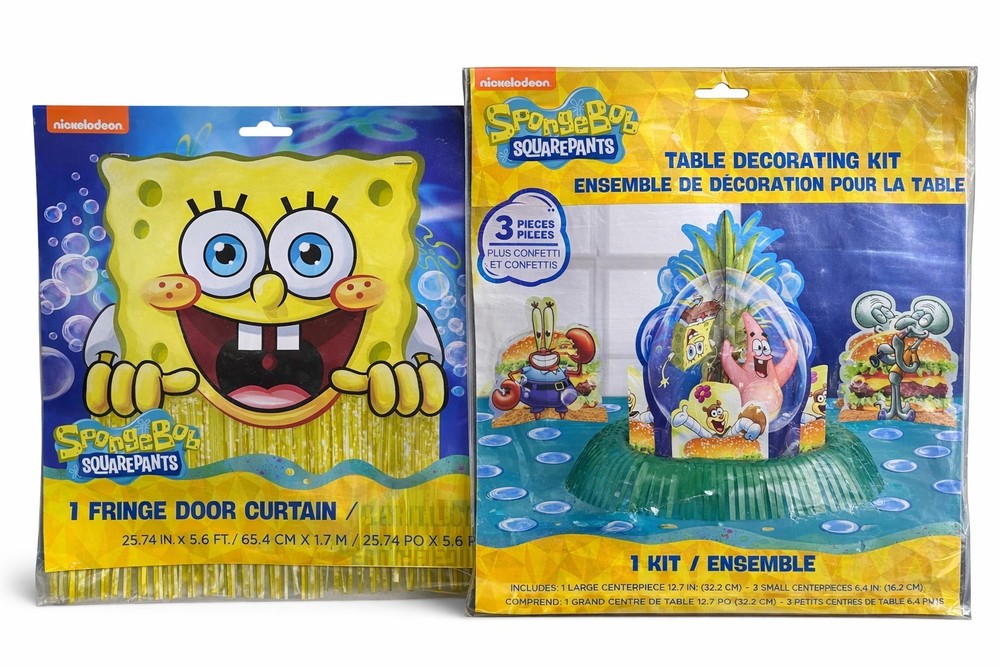 SpongeBob Party Decor Kit + Fringe Door Curtain Nickelodeon NEW