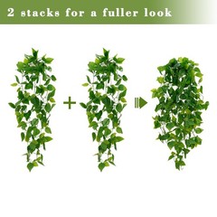 BLEUM CADE 1pcs Fake Hanging Plants Kit with 1pcs, Pothos Vines With Hanger