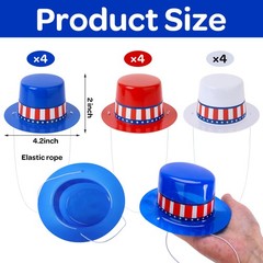 Small Patriotic Mini Top Hats Red White Blue 4th of July Party Decor Set