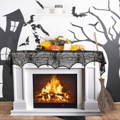 Bufanda de telaraña para chimenea de Halloween, bufanda de telaraña de encaje