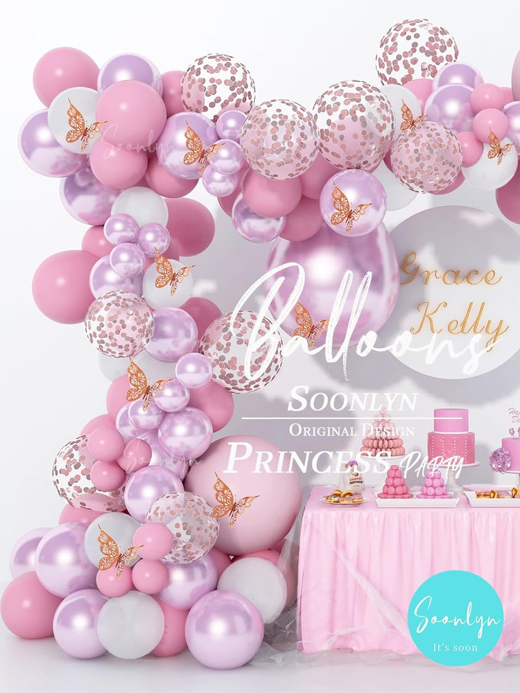 Butterfly Baby Shower Decorations 13Ft Pink Balloon Arch Kit with Butterfly S…