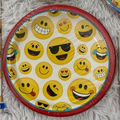 Emoji Party Supplies Set Tablecover Plates Hats Decorations Decor Headband NEW