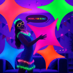 Mega-L Glow in the Dark Party Supplies, 5 Pcs Neon Star Balloons Set | Fluoresce