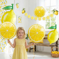 Lemon leaves Lemon foil Balloons Summer lemonade with Banner for Fruit theme bir