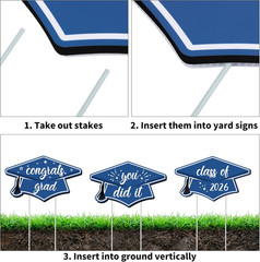 13Pcs 16″ 2026 GRAD Yard Signs with Stakes Class of 2026 Outdoor Lawn Decor