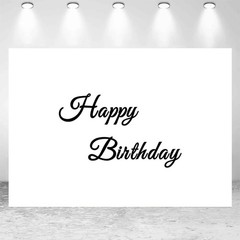 7x5ft Black Happy Birthday Backdrop White Birthday Minimalist Art Photo Photo…