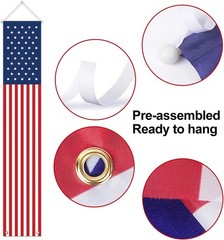 Festive Hanging American Flag Banners – Weather Resistant for Outdoor Use, 2 Pcs