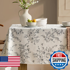 Rustic Floral Tablecloths Rectangular 55×84 Inch Linen Tablecloth Farmhouse Vint