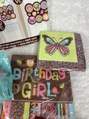 Hippie Chick Peace Owl Pink Brown Retro Birthday Party Kit Decorations Favors 16