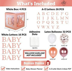 82PCS Rose Gold Baby Boxes with Letters for Baby Shower Decorations Rose Pink