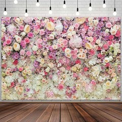 7x5ft Pink Rose Floral Flower Wall Backdrop Girls Wedding Birthday Bridal Shower
