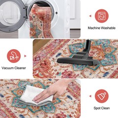 Yamaziot Washable Runner Rug, 2×6 Non-Slip Boho Vintage Hallway 2′ x 6′, Pink