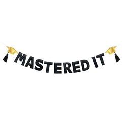 Gold and Black Graduation Decorations Pre-Strung Handmade Felt Mastered It Si…