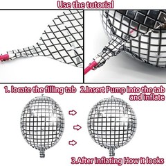 10-Pack 24inch 4D Large Round Aluminum Foil Balloons Self-sealing Disco Fever
