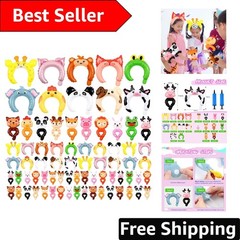 200 Pcs Inflatable Animal Party Set with Headbands & Balloons for Kids Fun