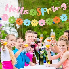 Hello Spring Banner, Pre-Strung Spring Flower Banner Colorful Spring Garland …