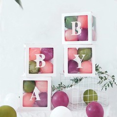 Reusable Transparent Baby Shower Block Boxes – Perfect for Gender Reveals – 4PCS