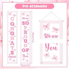 Kreatwow Pink Graduation Decorations 2026 Bow Gongrats Grad Banner