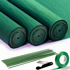 3 Rolls Dark Green Thick Crepe Paper 9.8Inch x 8.2Ft Flower Making Crafts DIY
