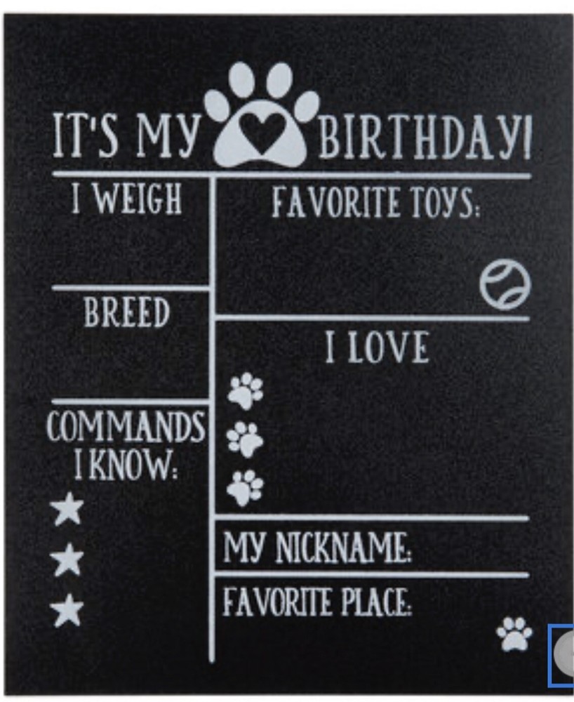 Pet Birthday Milestone Board Dog Birthday Chalkboard Sign Dog Cat 11”x 9.75” NEW