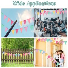 48 Pcs Colorful Pennant Banner Flag,52ft Rainbow Triangle Banners for Outdoor…