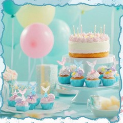 48 Pcs Resin Mermaid Theme Cupcake Ring Toppers Seashell Mermaid Tail Starfis…
