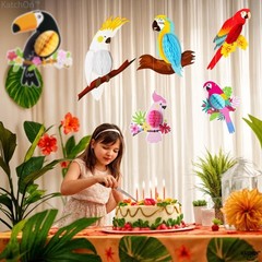 , Large Tropical Bird Decorations – 12×5.3 Inch | Jungle Theme Decorations, L…