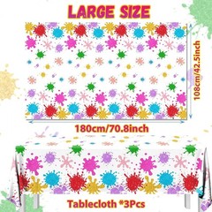 Paint Party Decorations 3Pcs Art Party Tablecloth Plastic Watercolor Painting