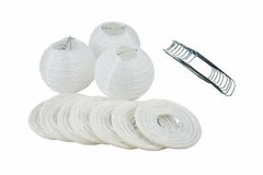 4″ White Round Paper Lantern, Even Ribbing, Hanging Decoration (10 Pack)