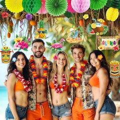 Vibrant Luau Party Decorations – 37 Pieces for Ultimate Tropical Celebration