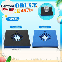 4 Pcs Foam Floating Drink Holder for Pool 9.5 Inch Blue and Black Refreshment Ta