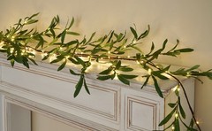 6FT Olive Garland with Lights with Timer Prelit Garland Fairy Lights Christmas