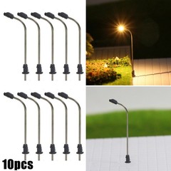 10pcs Z Scale Model Train Lamps Railroad Lamp Posts Led Street Building Light