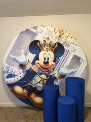 Kids Round Fabric Birthday Party Backdrop Mickey Minnie Bluey Bingo Spider-Man