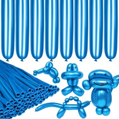 260 Shiny Metallic Blue Twisting Balloons for Party Decorations, 100pcs