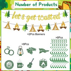 Camp Bachelorette Party Decorations – 10PCS Let’s Get Toasted Banners Camping…