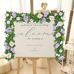 2PCS Artificial Flower Garlands 6FT Fake Silk Rose Vine Hanging Rose Ivy Vines