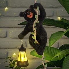 7 Inches Bear Statue Tree Hugger with Solar Light Resin Bear Statue Sign with…